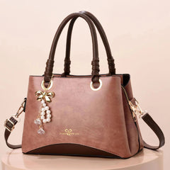 Pearl Bow Pendent Decor Shoulder Bag Large Capacity Handbag