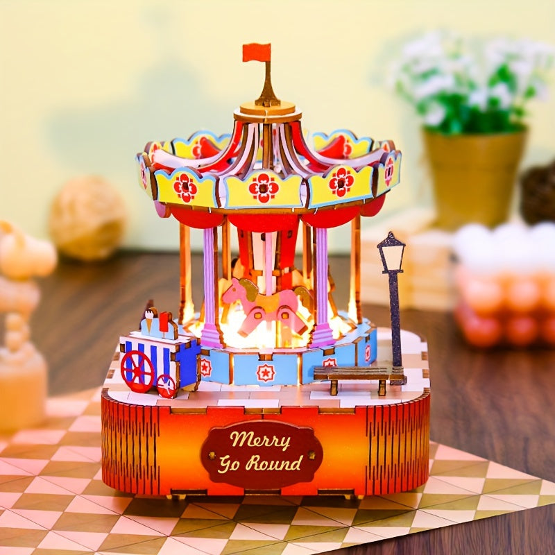 Wooden DIY Music Box Doll House Decoration Holiday Gift