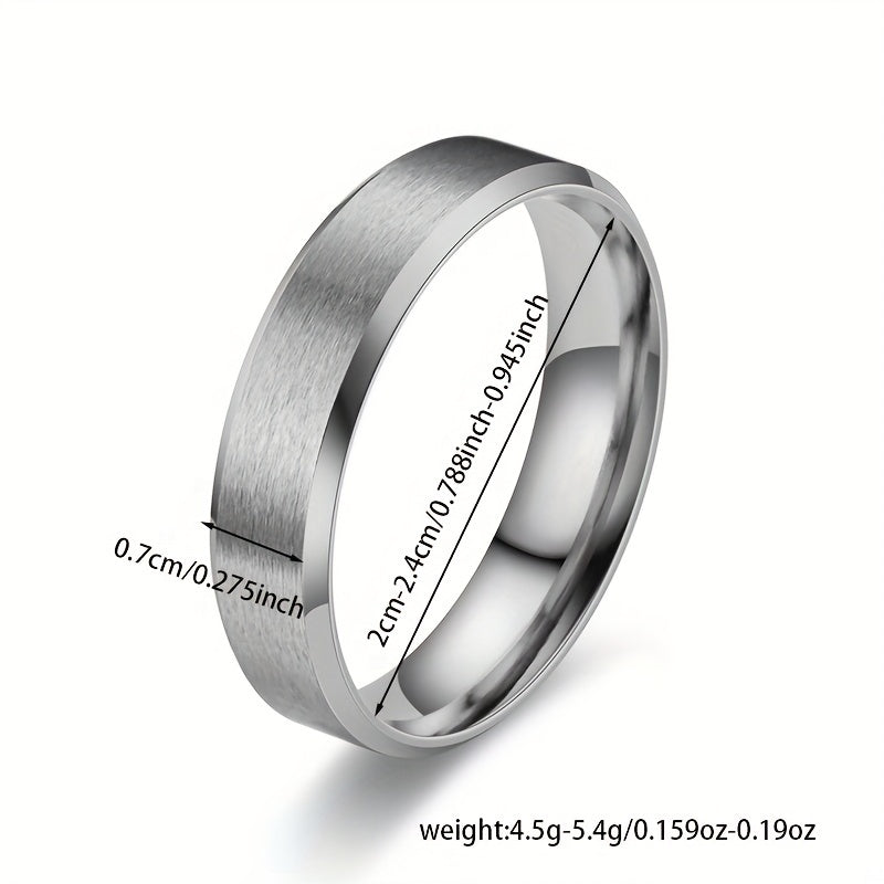 Matte Stainless Steel Retro Men's Ring Silvery Golden