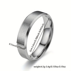 Matte Stainless Steel Retro Men's Ring Silvery Golden