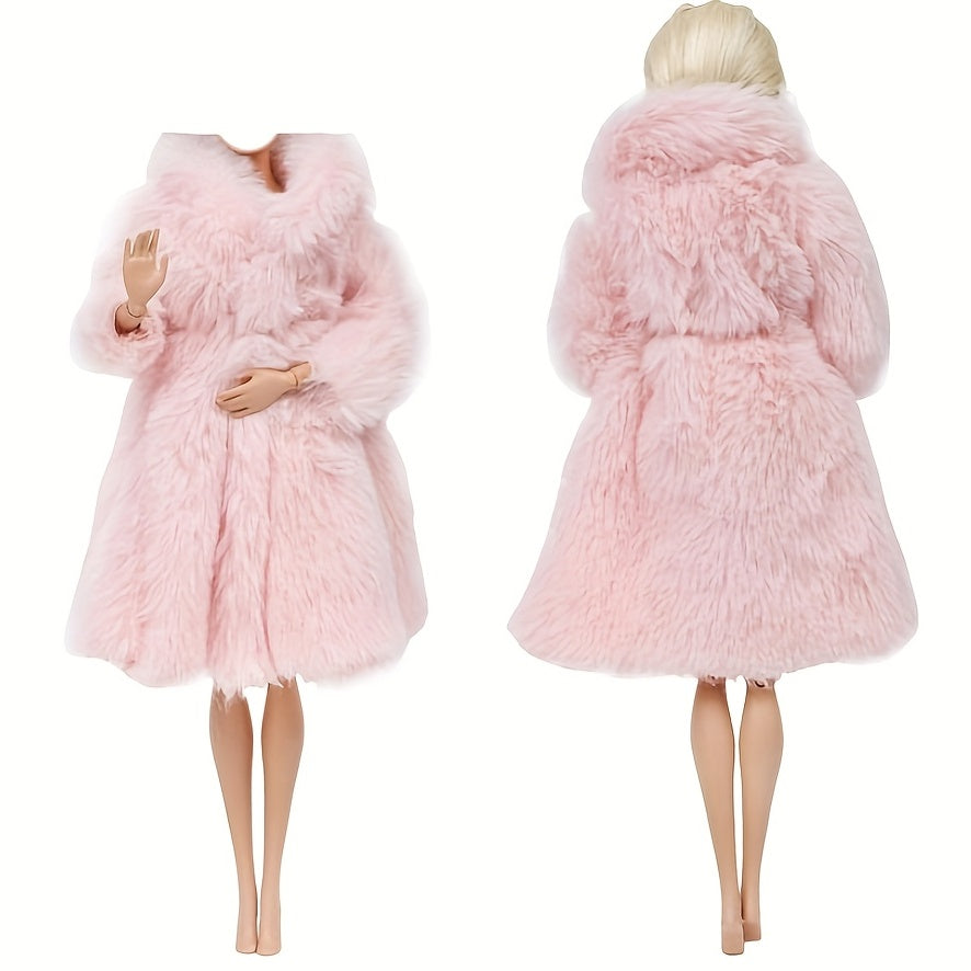 Multicolor Long Sleeve Jacket Fur Coat Winter Set for Dolls
