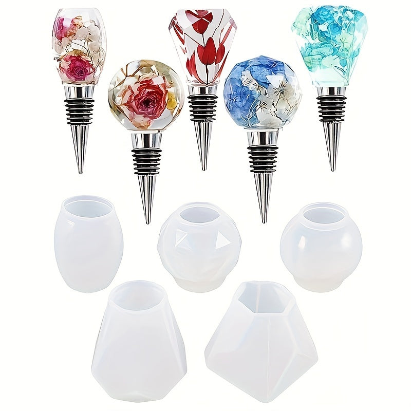 10PCS Epoxy Resin Wine Cork Stopper Silicone Mold Set
