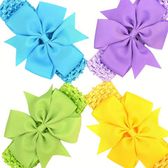 Ribbed Dovetail Webbing Headband Solid Bow Hairband