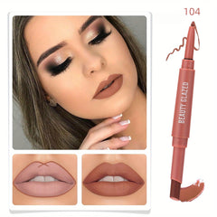 2-in-1 Lip Liner & Lipstick Set Matte Waterproof Durable Gift