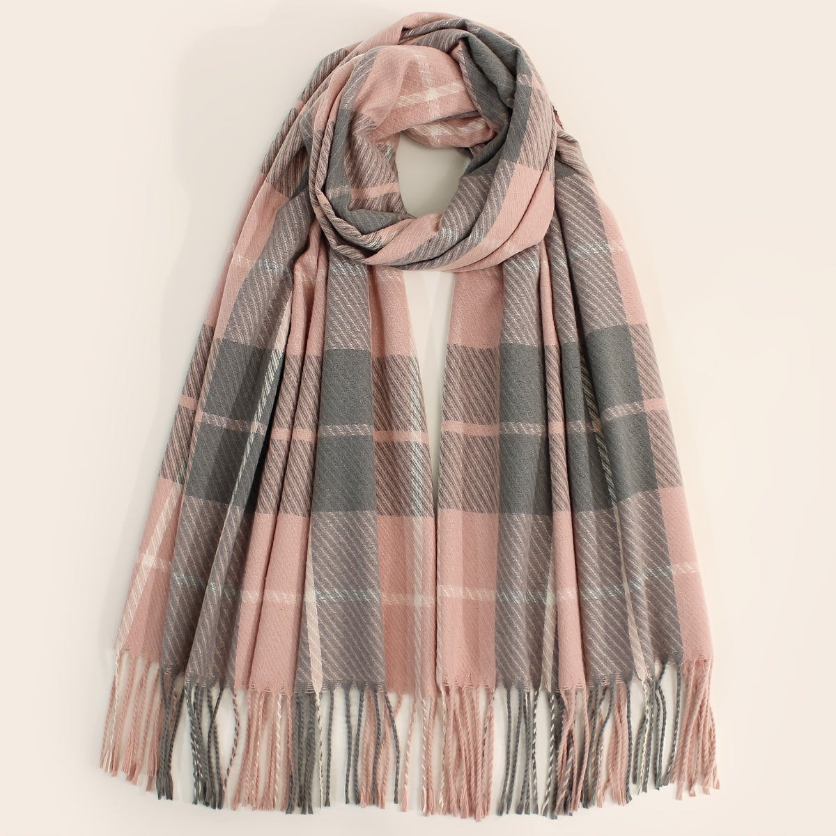 Plaid Warm Scarf Large Winter Shawl Casual Outdoor Wrap for Women