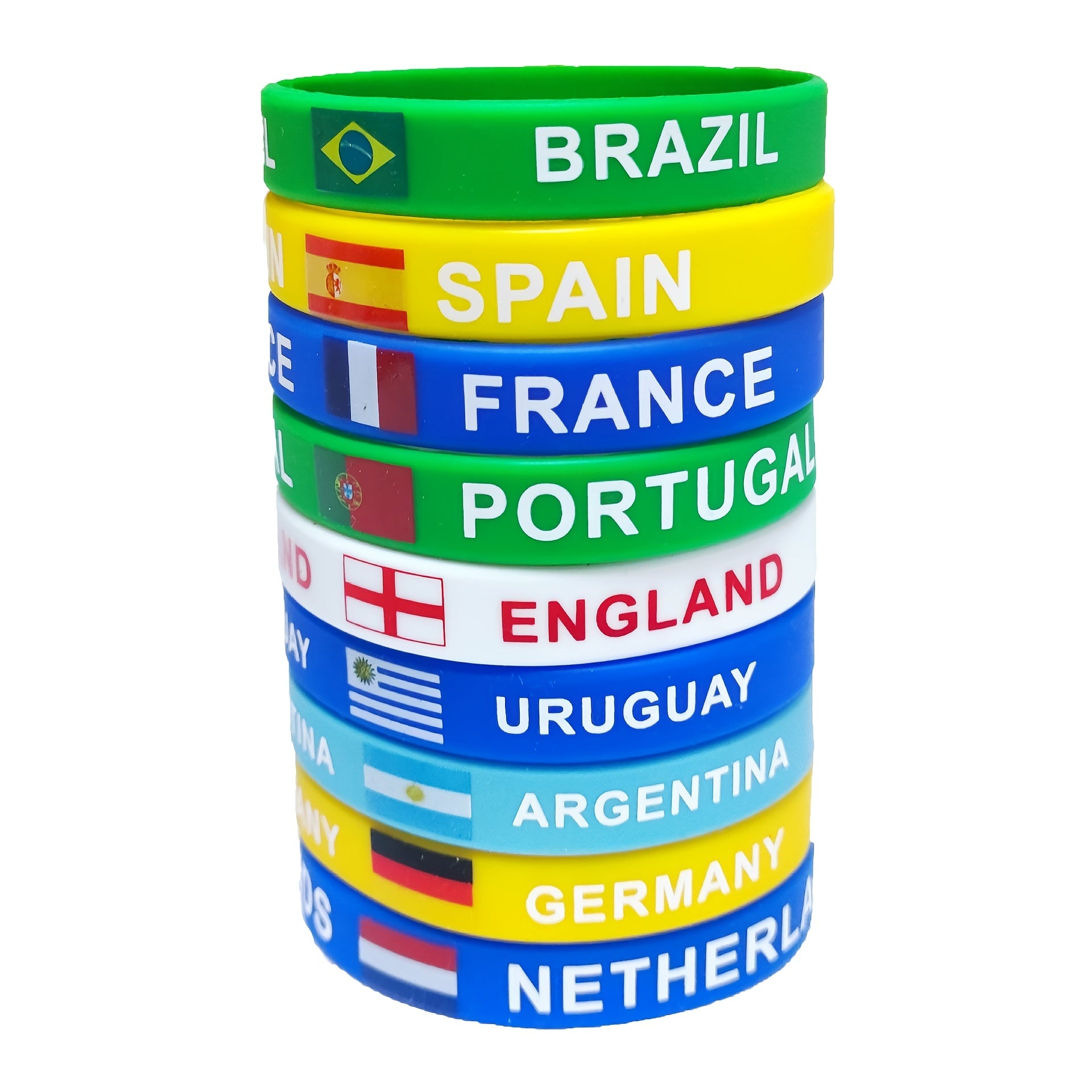2 pcs National Flags Silicone Wristbands for Sports Friendship Parties