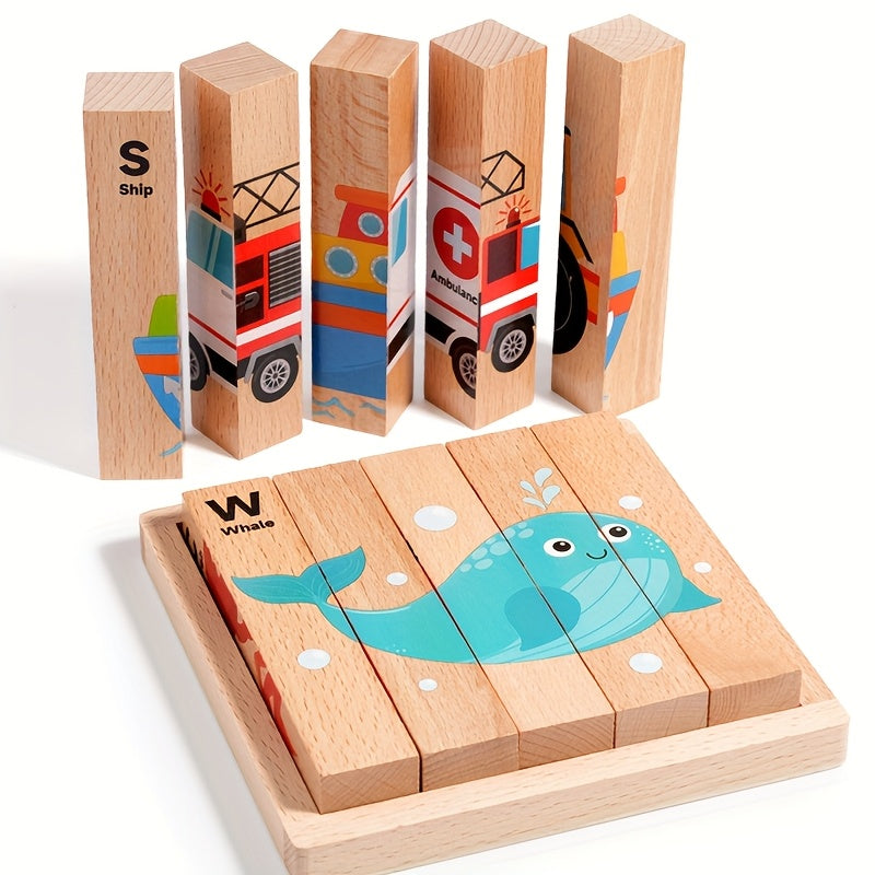 Wooden Block Building Set for Kids - Educational and Imaginative Toy