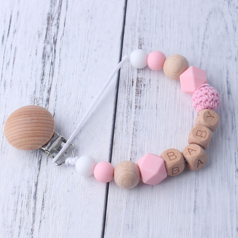 Beech Wood Chewable Pacifier Clips & Dummy Chain Anti Drop Protection