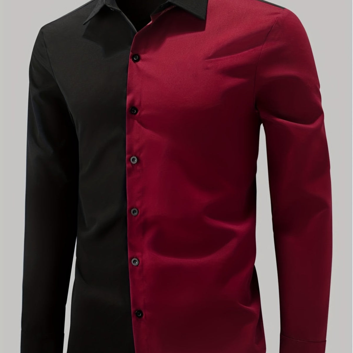 Red & Block Men s Casual Button Up Shirt