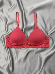 Soft Wireless Lace Trim Bra Thin Everyday Bra