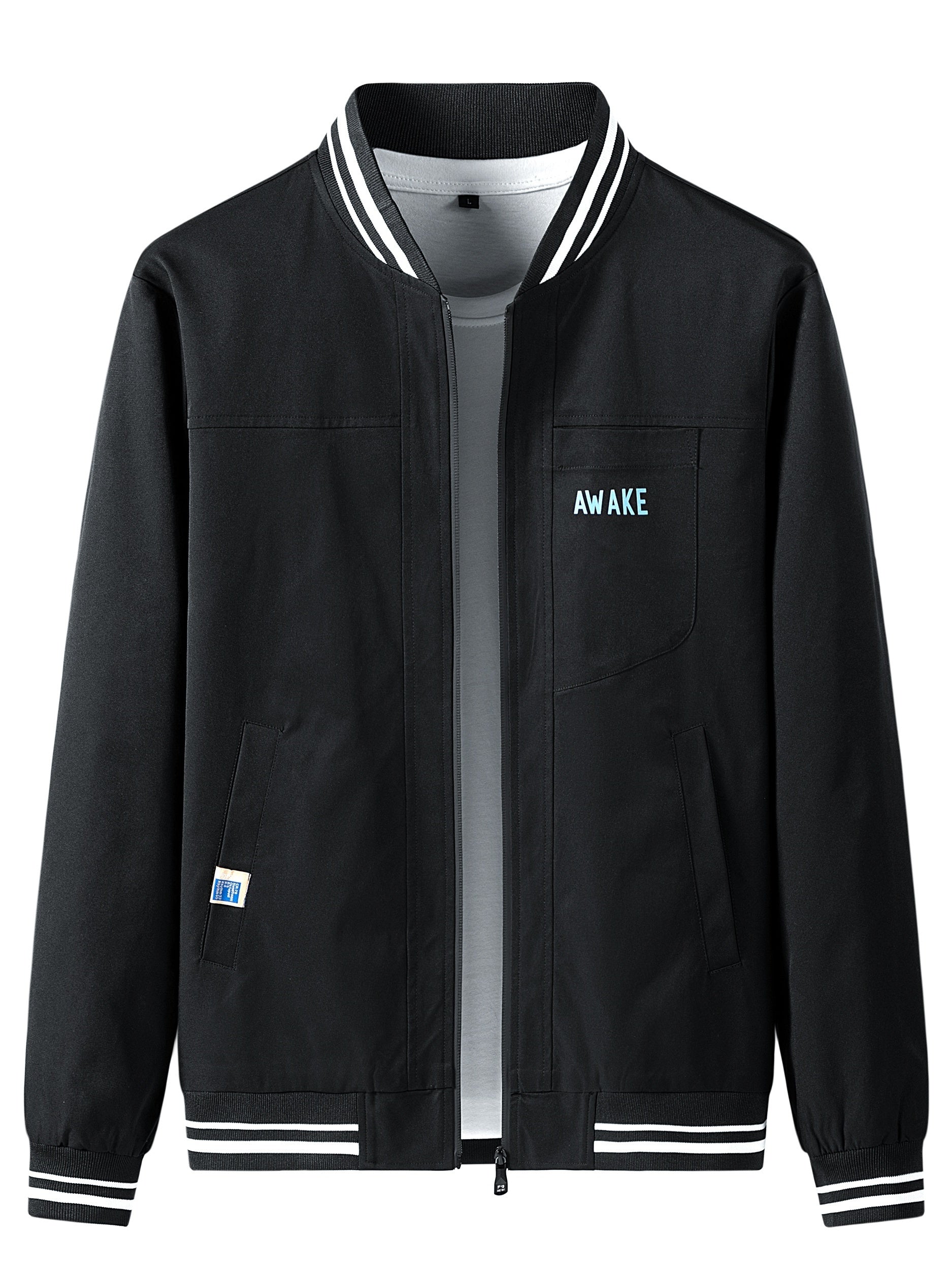 Men's Casual Baseball Collar Zip Up Jacket Coat For Spring Fall