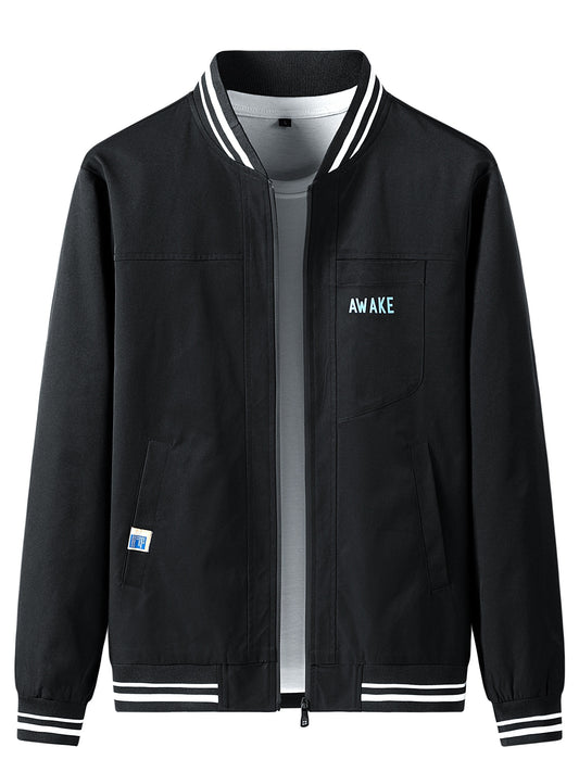 Men's Casual Baseball Collar Zip Up Jacket Coat For Spring Fall