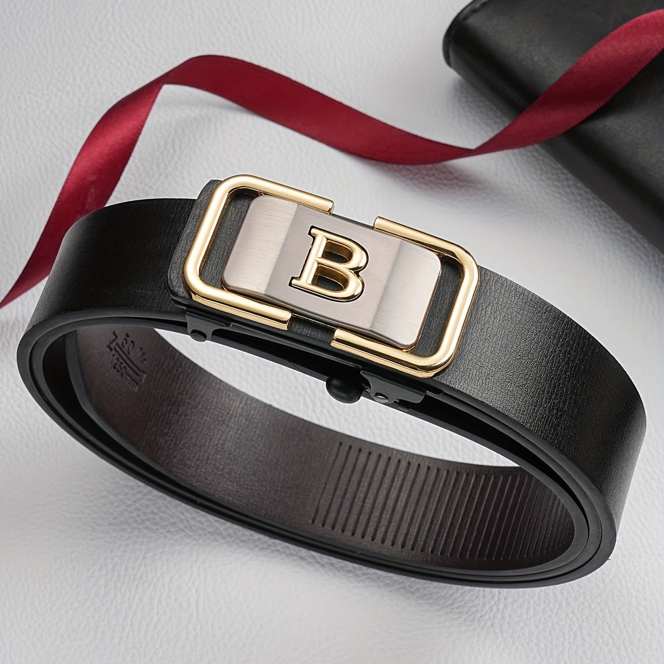 Men's Letter B Buckle Rubber Belt