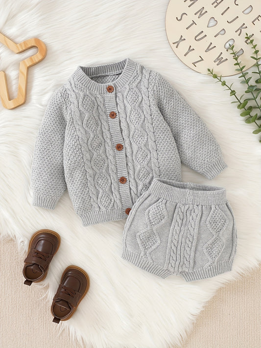 Cotton Baby Suit Boys Knitted Cardigan And Shorts