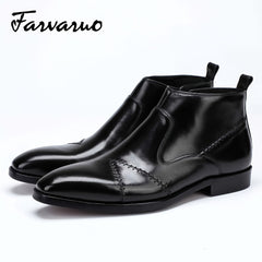 FARWARWO Men's Leather Business Ankle Boots