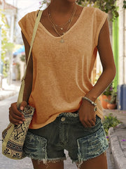 Women's V Neck Tank Top Cap Sleeve