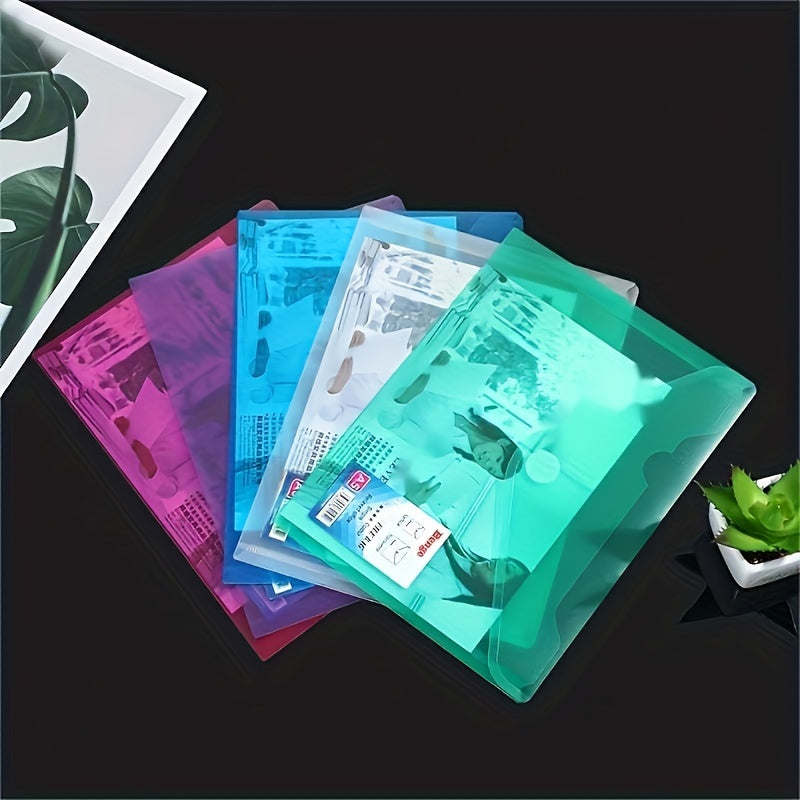 12 Pack A5 Magic Paste Buckle File Bags Colorful Office Plastic Storage