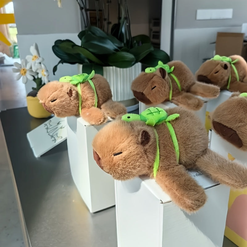 Capybara Plush Bracelet with Turtle Soft Polyester Dark Brown Wristband