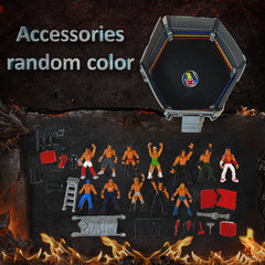 32 Mini Wrestling Action Figures with 12 Male Wrestlers and Beast Cage