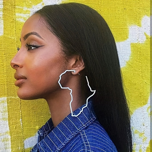 Hollow African Map Dangle Earrings Ethnic Hip Hop Style Jewelry