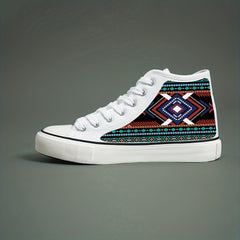 Ethnic Print Plush Lined Chunky Canvas Sneakers