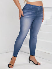 Women's Plus Denim Print High Rise Skinny Trousers