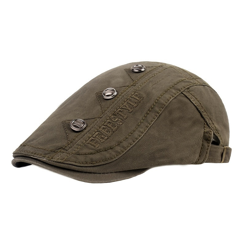 Men's Embroidered Peaked Cap Casual Sun Protection Beret