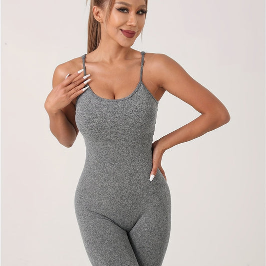 Women's Solid High Elastic Yoga Jumpsuits Workout Sport Jumpsuits