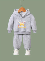 Girls Boys 2pcs Golden Retriever Print Hooded Set for Sports