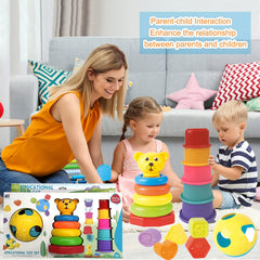 Kids Stacking Nesting Cups Block Ball Animal Building Blocks Set Bath Toys