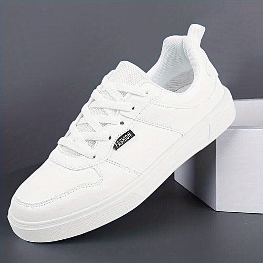 Men's PU Leather Skate Shoes Casual Comfy Lace Up Sneakers