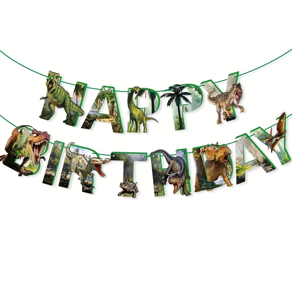 Dinosaur Theme Birthday Party Banner Cake Insert Set