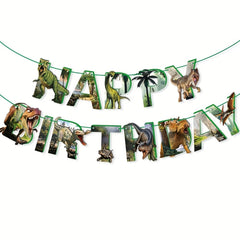 Dinosaur Theme Birthday Party Banner Cake Insert Set