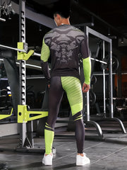 2pcs Men's Camo Sweatshirt & Leggings - Quick Dry & High Stretch