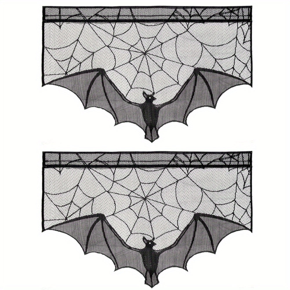 Lace Spider Web Bat Curtain Halloween Decoration