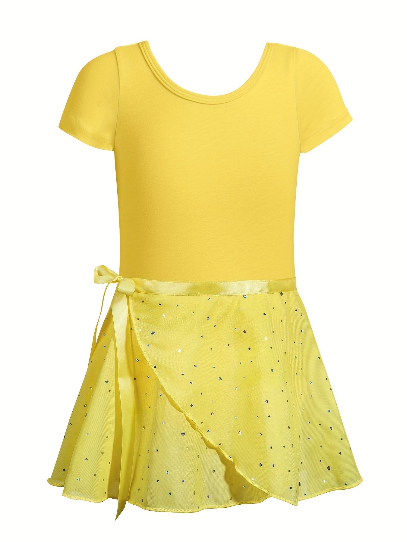 Girl's Ballet Leotards Sleeveless Dancing Suit With Sequin Exercise Skirt