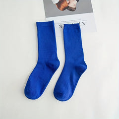 5 Pairs Solid Mid Tube Socks for Women