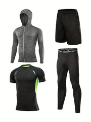 Men's Hooded Jacket Hoodie Set Quick drying Gym Outfit