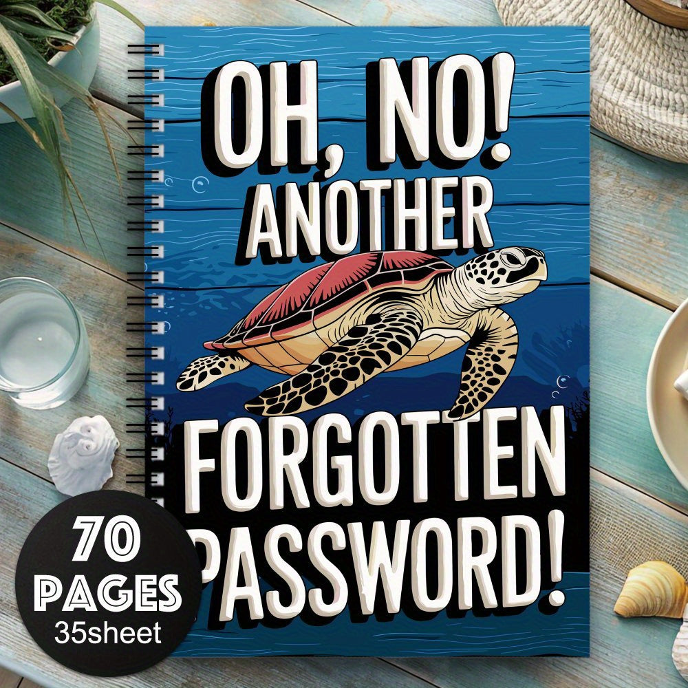 Spiral Password Notebook Logbook Turtle Cover 70 Pages
