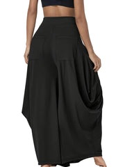 Women's Plus Solid Ruched Wide Leg Harem Trousers