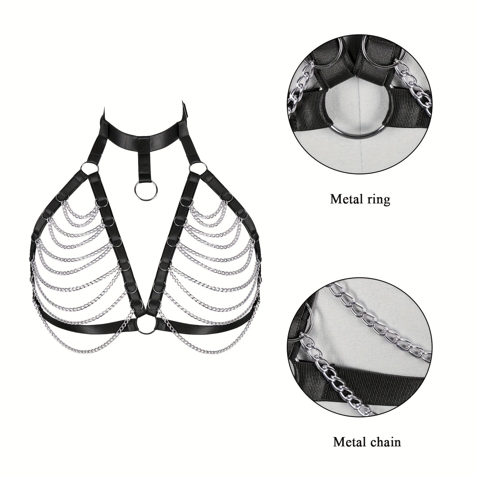 Elastic Harness Bra Women Punk Fringe Metal Cage Harness Gothic Chain Belt