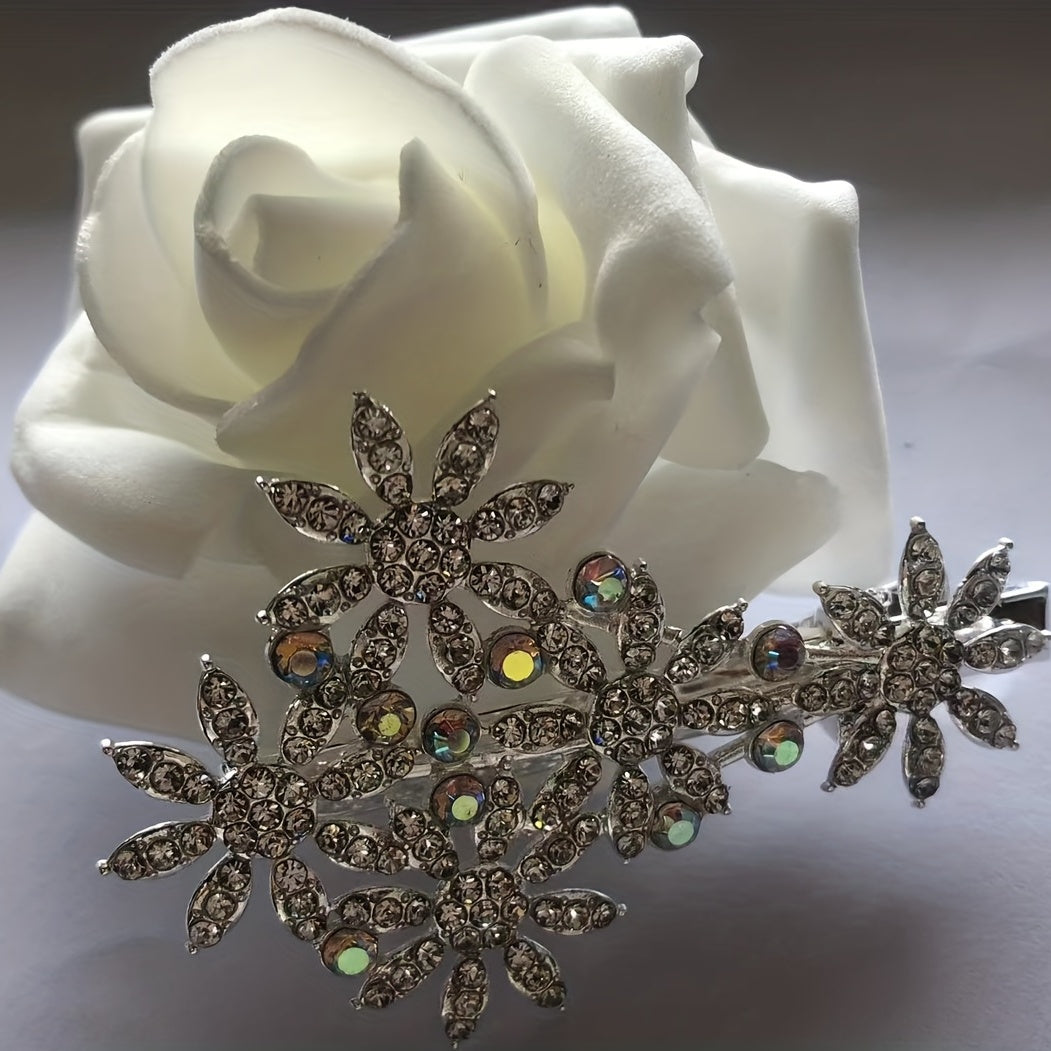 Rhinestone Flower Hair Clip Barrette Hair Slides Clip Non Slip Hair Decoration