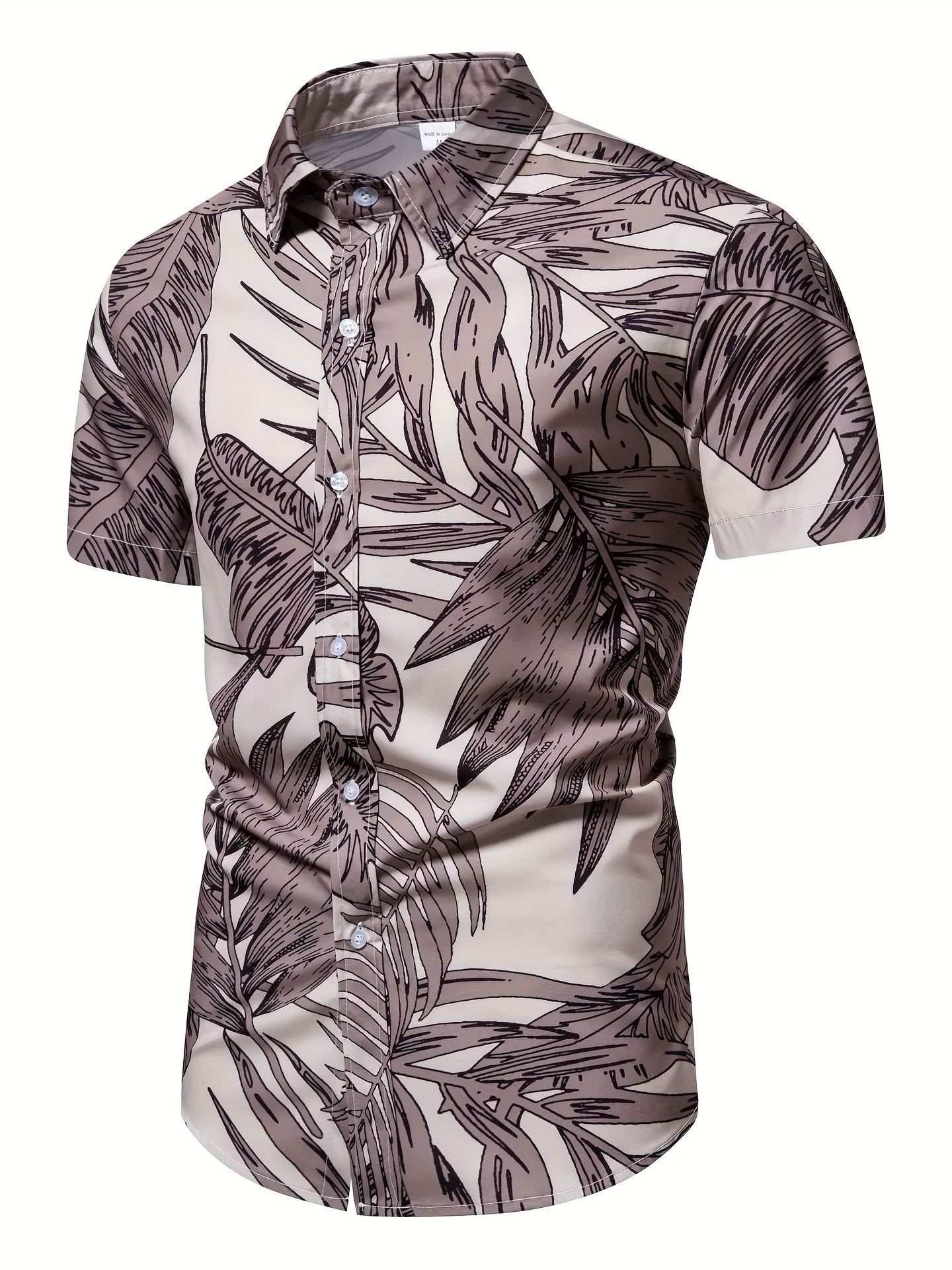 Men's Slim Short Sleeve Shirts with Flower Print
