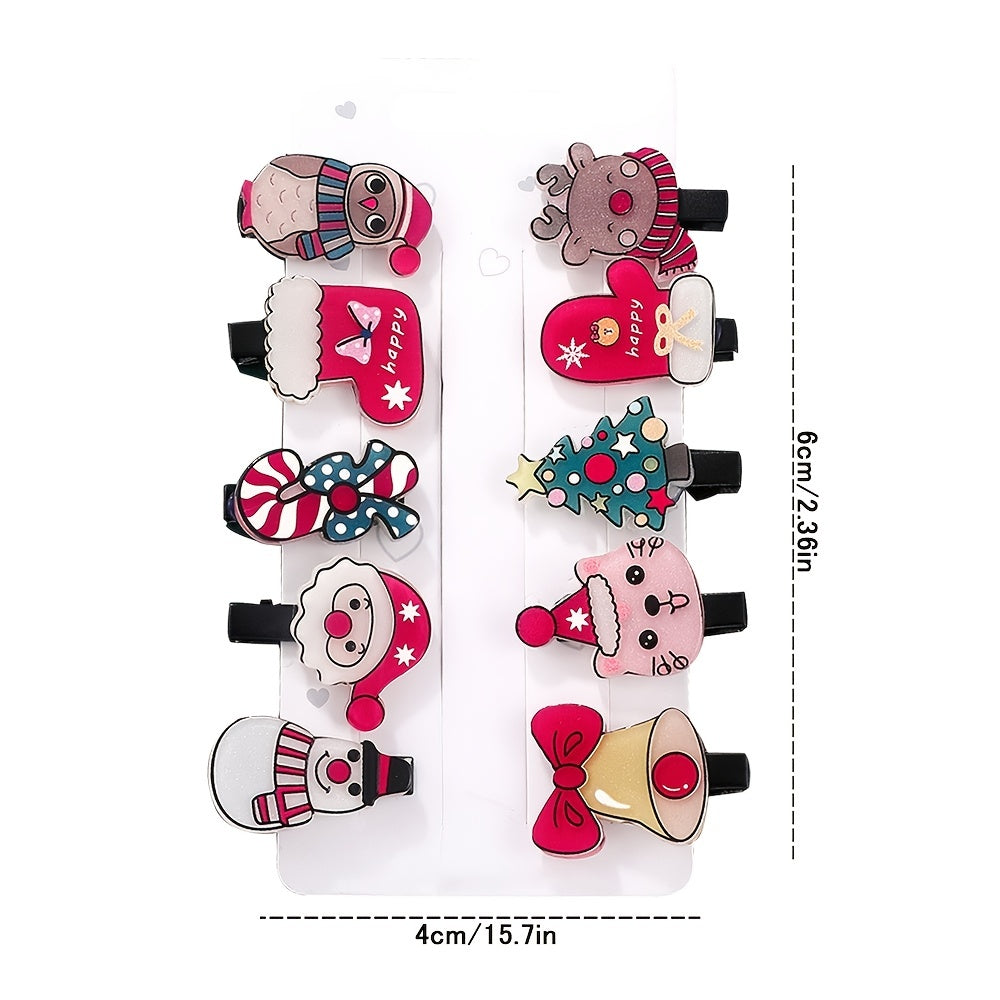 10pcs Christmas Tree & Snowman Decor Hair Clip