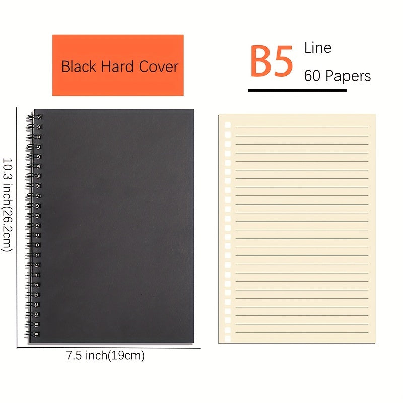 4 Packs 60 Papers 120Pages B5 Khaki Hard Cover Notebook