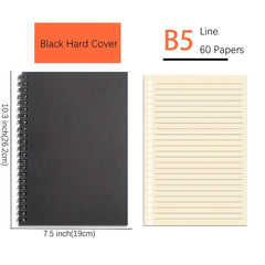 4 Packs 60 Papers 120Pages B5 Khaki Hard Cover Notebook