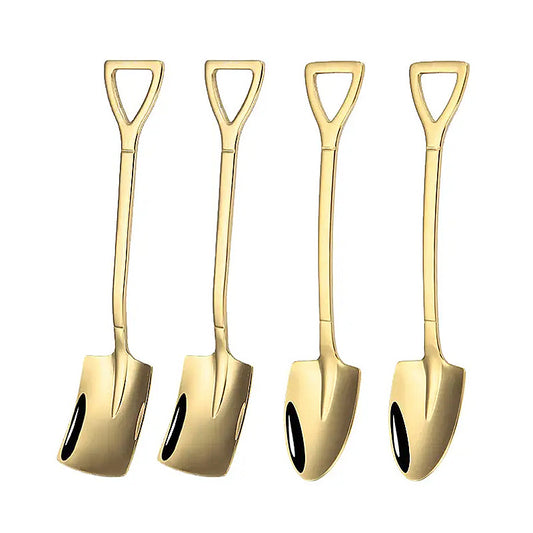 4pcs Stainless Steel Dessert Fruit Tea Coffee Mixing Jam Ice Cream Salad Spoon