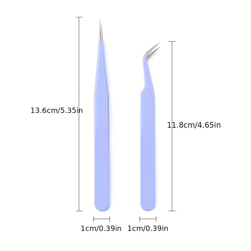 2pcs Colorful Tweezers Set with Bag