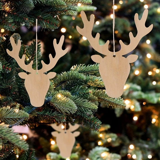 10pcs Wooden Christmas Ornaments Natural Wood Slices Hanging Ornaments
