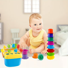 Colorful Stacking Cups Set Shape Sorter Bath Toys